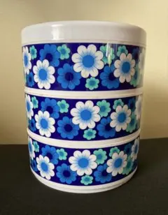 ワールド印　花柄　丸型三段重箱　雑貨 インテリア 昭和レトロ 昭和ヴィンテージ