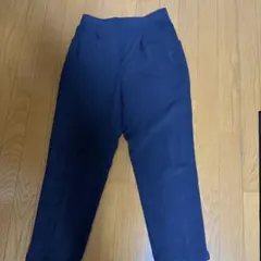 VIS ネイビー ウエストゴム テーバードパンツ L