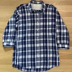 URBAN RESEARCH 七分袖チェックシャツ 40 紺×白