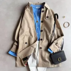 美品▲ブルーレーベルクレストブリッジ//ライナー付きステンカラーコート