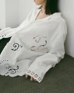 anuke Cutwork Opencollar Shirts ホワイト