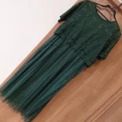 ダークグリーン レース チュール ドレス