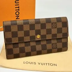 美品 ルイヴィトン ダミエ エベヌ ポシェット ポルトモネ クレディ 長