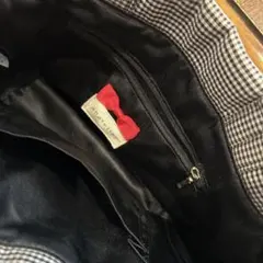 チェック柄リボン付きハンドバッグ