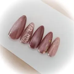 [現品]マグネットネイル春っぽ大人ピンク系ニュアンスネイル ローズ