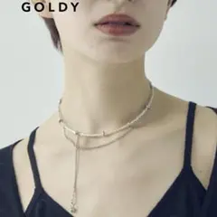 GOLDY マルチ ビーズ × チェーン ネックカフ シルバーのサムネイル