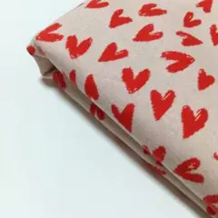 ランダムハート♡　①きなり　コットンのジャガードニット生地です　即日発送✈