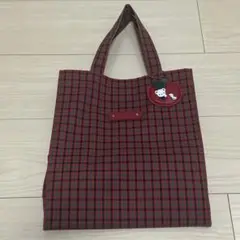 ファミリア 赤チェックバッグ　大きいサイズ