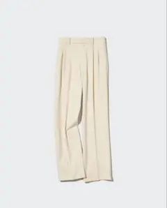 UNIQLOタックワイドパンツ　ツータック　クリーム　M スラックスのサムネイル