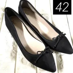 oriental traffic ブラックポインテッドトゥフラットシューズ42