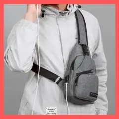 ボディバッグ　グレー　ショルダーバッグ　軽量　シンプル　おしゃれ　買い物　旅行
