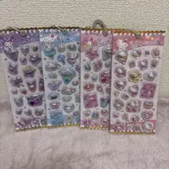 ウォーターインシール　ストーンつき　クロミ　シナモ　マイメロ　キティ　4枚セット