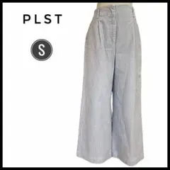 【PLST】　プラステ　ストライプ ワイドパンツ ハイウエスト 美シルエット