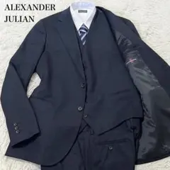 ✨美品✨アレキサンダージュリアン　3ピーススーツ　セットアップ　千鳥格子　紺　Ｌ