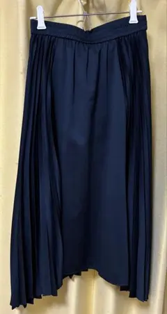 【美品♪】組曲 変形プリーツヘム ミモレ丈スカート ネイビ―1 Ｓ〜M