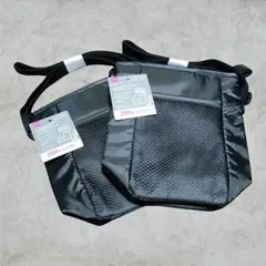 2個セット ダイソー メッシュショルダーバッグ ボトルホルダー付き 黒系