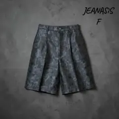 JEANASISジーナシス総柄ハーフパンツ Fサイズ ブラック ワイドパンツ美品