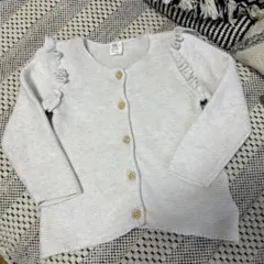 H&M フリル付きホワイトカーディガン 9-12M 80cm