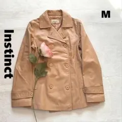 インスティンクト ♪イタリア製 羊革レザージャケット M ベージュ ダブルボタン