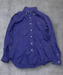 【RALPH LAUREN】ラルフローレン リネンシャツ ネイビー 刺繍　s