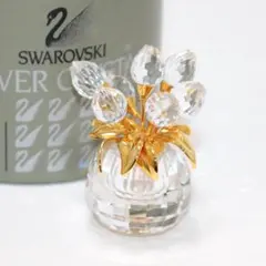 【極美品】スワロフスキー チューリップ フラワー クリスタル 花瓶 香水瓶