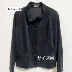 スタンドカラージャケット ブラック ベロア　ジャケット　サイズM 黒 長袖