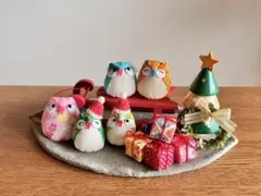 ちりめん細工　クリスマス　ツリー　ふくろう　ハンドメイド　サンタ　リース　ソリ
