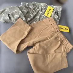 Bee des Bee レギンスパンツセット（カーキ・ベージュ）　130サイズ