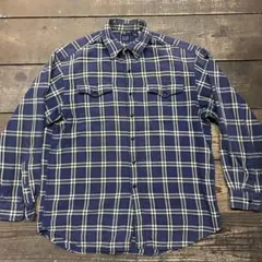 オールドギャップ 90年代 GAP ヘビネルシャツ L ネイビー チェック 古着
