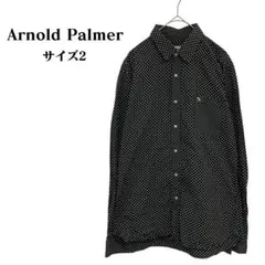 ☆Arnold Palmer☆ 金ロゴ刺繍 水玉ドットシャツ ブラック サイズ2
