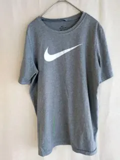 NIKE Tシャツ クルーネック 半袖 プリントロゴ XL 灰色 スポーツ