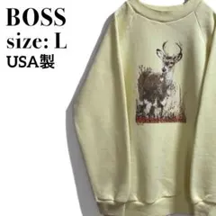 BOSS ヴィンテージ スウェット トレーナー 鹿 アニマル L USA製