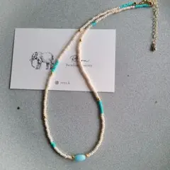 26ガラスビーズ　ビーズネックレス　ブレスレット　ターコイズ　残り4点　春