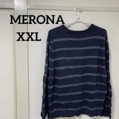 MERONA 【XXL】ネイビー ストライプ ニット 秋冬 オシャレ メンズ