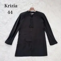 Krizia（44）ロングジャケット　シルク　アセテート　ブラック　イタリア製のサムネイル