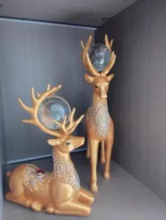 ゴールド 鹿のオブジェ 大小セット