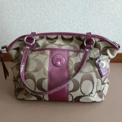 【COACH】2wayバック ハンド/ショルダーベージュ/パープル