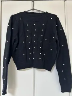 GRL パールケーブル編みニット　トップス　ブラック　Mサイズ