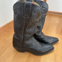 黒のレザースワール刺繍ウエスタンブーツのサムネイル