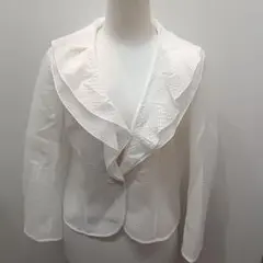 sh4373 LANVIN　ランバン　ホワイト フリルカラー カーディガンのサムネイル