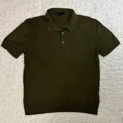 COS オリーブグリーン シルクニットポロシャツ　Lのサムネイル