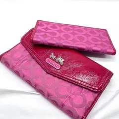 コーチ 長財布　ホース＆キャリッジプレート シグネチャーカードケース２点セット