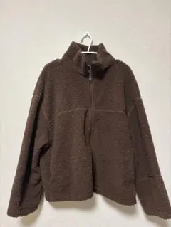 ブラウン フリースジャケット ジップアップ