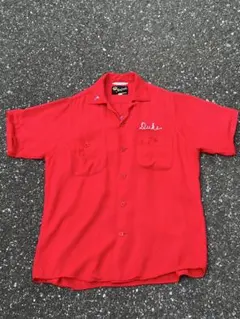 60s KingLouie bowling shirts red レーヨンギャバ