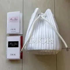 新品未使用　DIOR ディオール　ホワイト プリーツポーチ　香水1ml×2本