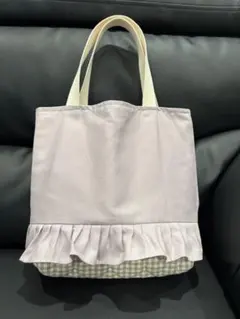 ハンドメイド　バック　韓国生地　フリル　さくらんぼ　フリルトートバッグ
