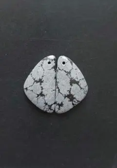 New❗️訳あり❗️⑥ スノーフレークオブシディアン ピアス.イヤリング用 ペア