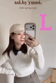 tal by yumi しまむら 袖ボタン リブニット プルオーバ 白 L 新品