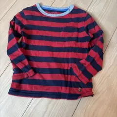 赤ストライプ長袖カットソー