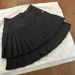 メゾピアノ　160 黒　ダブルプリーツスカート